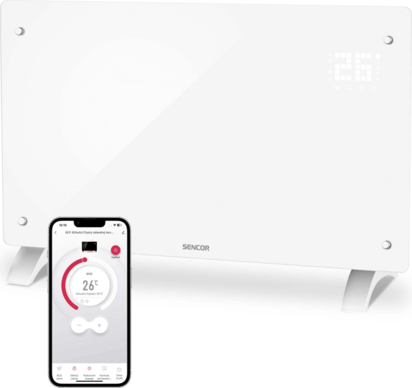 Sencor SCF 4240WH Üveg Smart Szabadonálló Elektromos Konvektor 2000W - Fehér