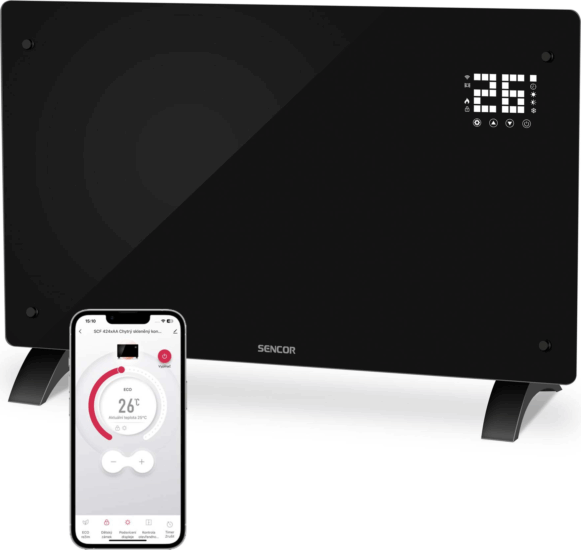 Sencor SCF 4241BK Üveg Smart Szabadonálló Elektromos Konvektor 2000W - Fekete