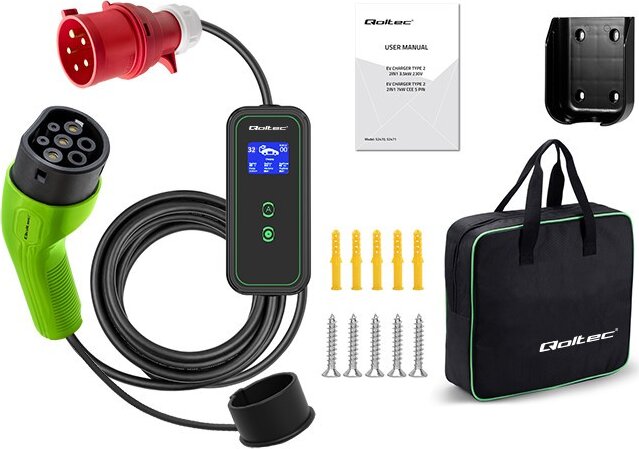 Qoltec 52471 Type-2 Elektromos autó töltőkábel 5m (7 kW - 32A) Qoltec 52471 Type-2 Elektromos autó töltőkábel 5m (7 kW - 32A)