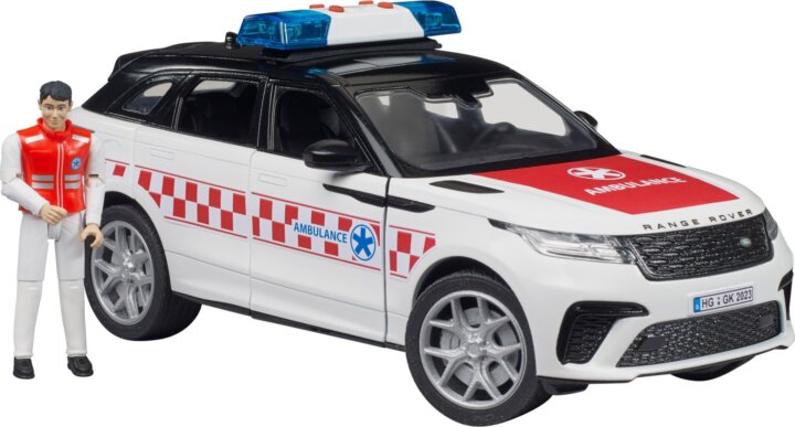 Bruder Range Rover Velar mentőautó figurával 1:16 - Fehér