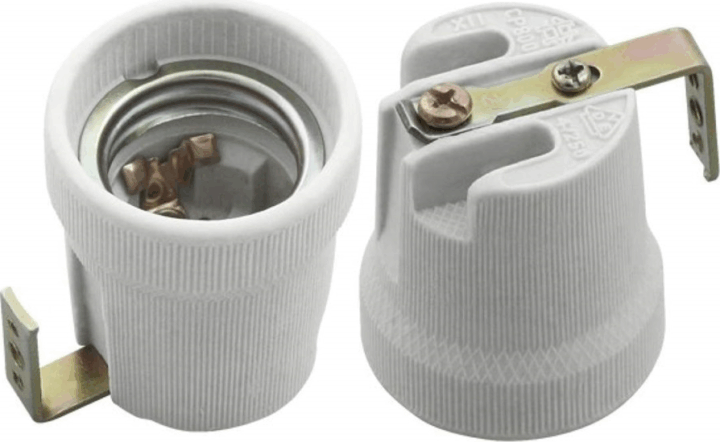 Commel 016132 T400 E27 250V Porcelán foglalat fémlemezzel - Szürke