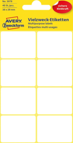 Avery Zweckform 3078 38x29mm Kézi Etikett címke (40 címke / csomag)