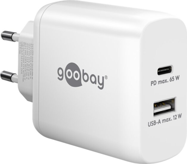 Goobay 65410 1x USB Type-C / 1x USB Type-A Hálózati töltő - Fehér (65W)