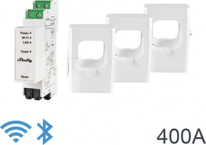 Shelly Pro 3EM, 400A 3 fázisú (WiFi) Fogyasztásmérő