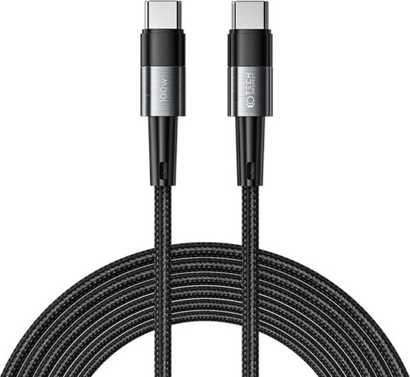 Tech-Protect TP606058 USB-C apa - USB-C apa 2.0 Adat és töltőkábel - Fekete (3m)