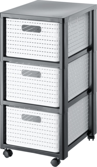 Rotho Country 3 részes Műanyag Tárolókomód 18L/kosár - Fehér/Szürke