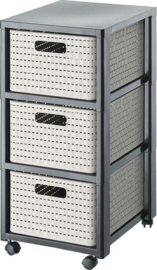 Rotho Country 3 részes Műanyag Tárolókomód 18L/kosár - Szürke/Bézs