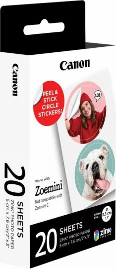 Canon ZINK 3.3cm Kör alakú Instant fotópapír ZoeMini fényképezőgéphez (20 db / csomag)