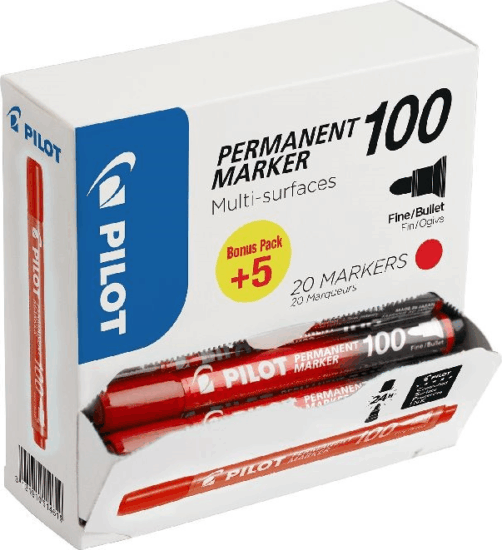 Pilot BT 100 Permanent marker - Piros (20 db / csomag)
