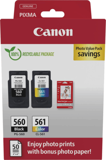 Canon CRG PG-560/CL-561 Eredeti Tintapatron Fekete/Színes + 50db Fotópapír