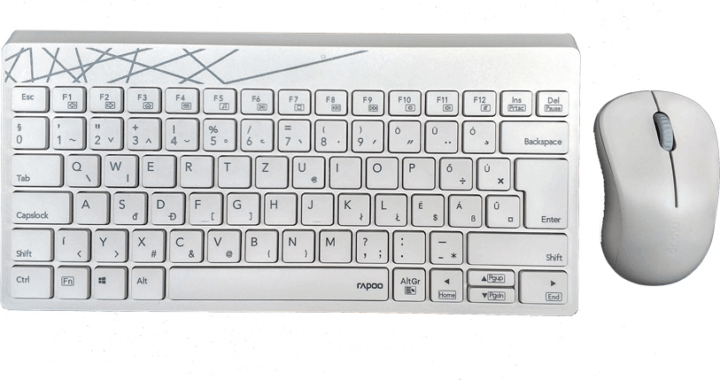 RAPOO 8000M Wireless Billentyűzet + Egér (Fehér) - Magyar