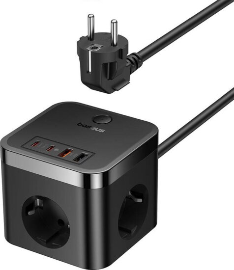 Baseus PowerCombo 250V Elosztó 3 aljzatos 1.5m - Fekete