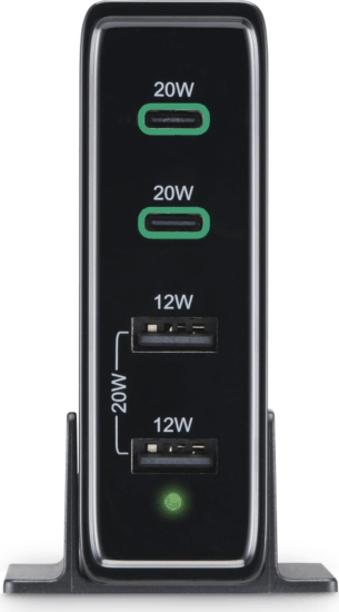 Hama 201628 2x USB-C / 2x USB-A Hálózati töltőállomás - Fekete (60W)