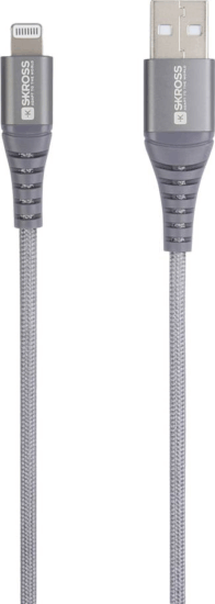 Skross USBC-TO-LIGHT-120-STEEL-1 USB Type-A apa - Lightning apa 2.0 Adat és töltőkábel - Szürke (1.2m)