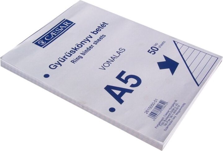 Caesar A5 50 lapos Vonalas gyűrűskönyv betét Caesar A5 50 lapos Vonalas gyűrűskönyv betét