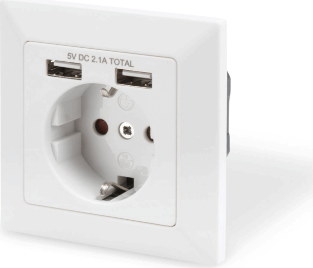 Digitus DA-70613 Fali csatlakozóaljzat + 2x USB Type-A töltő