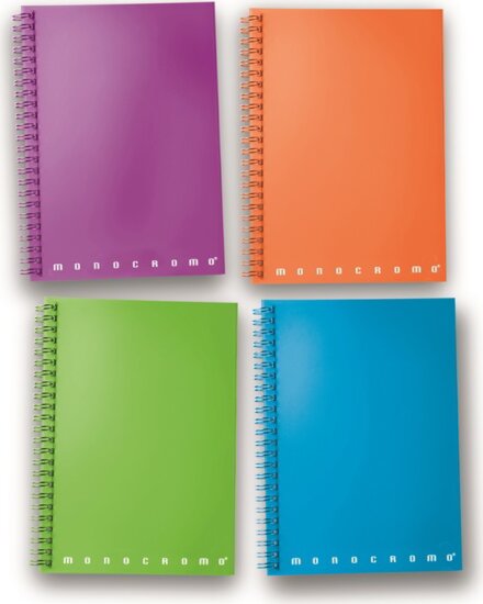 Pigna Monocromo Skip Fluo 70 lapos A5 kockás spirálfüzet - Többfajta