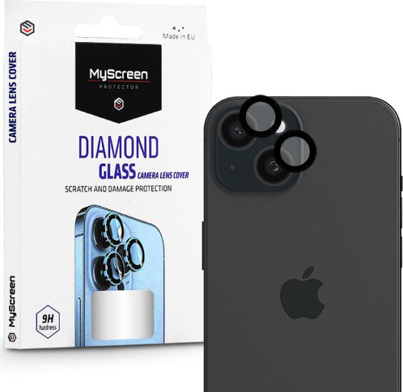 MyScreen Diamond Glass Apple iPhone 15/15 Plus hátsó kameralencse védő üveg - Fekete (2db)