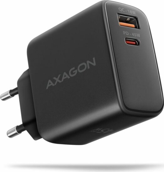 Axagon ACU-PQ45 1x USB-A / USB-C Hálózati töltő - Fekete (45W)