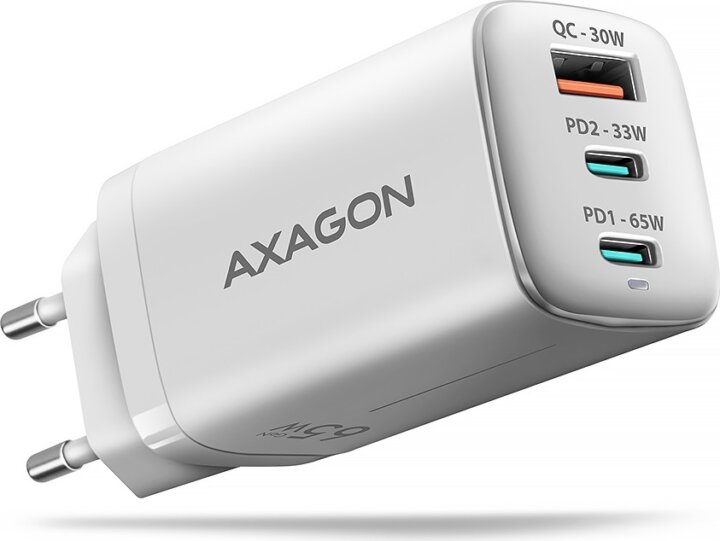 AXAGON ACU-DPQ65W 2x USB-C / 1x USB-A Hálózati töltő - Fehér (65W)