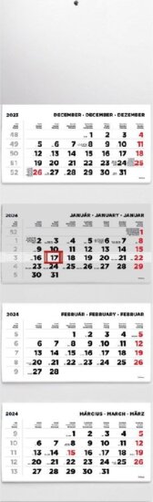 Toptimer T073 2024 4 tömbös speditőrnaptár - Fehér