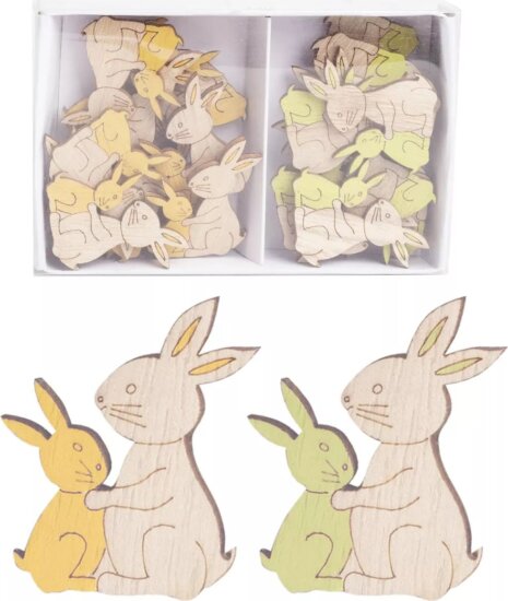 Fa Húsvéti Dekorációs nyuszicsalád - 24 darabos