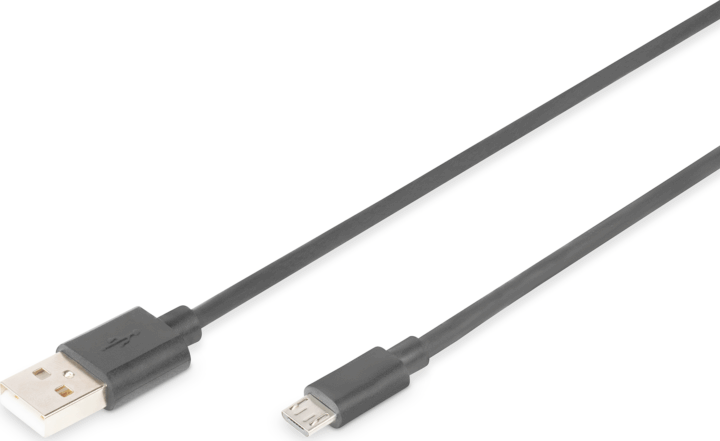 Digitus AK-300110-030-S USB Type-A apa - Micro USB Type-B apa 2.0 Adat és töltő kábel - Fekete (3m)