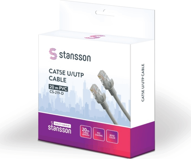 Stansson U/UTP CAT5e Patch kábel 20m - Bézs