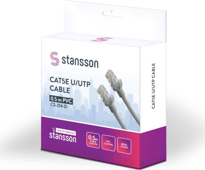 Stansson U/UTP CAT5e Patch kábel 0.5m - Bézs