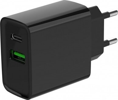 Gembird TA-UC-PDQC20-01-BK USB-C / USB-A Hálózati Töltő Adapter 20W - Fekete