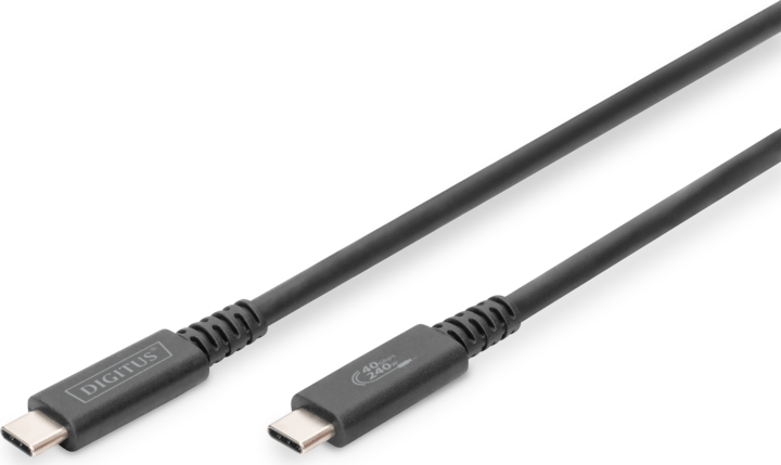 Digitus AK-300343-008-S USB-C apa - USB-C apa 4.0 Adat és töltőkábel - Fekete (0.8m)