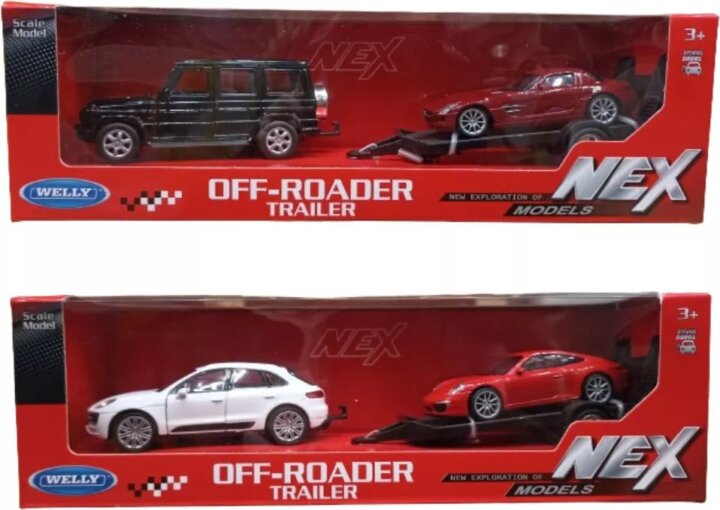 Welly: Fém pótkocsis kisautó 1:32 - Többféle