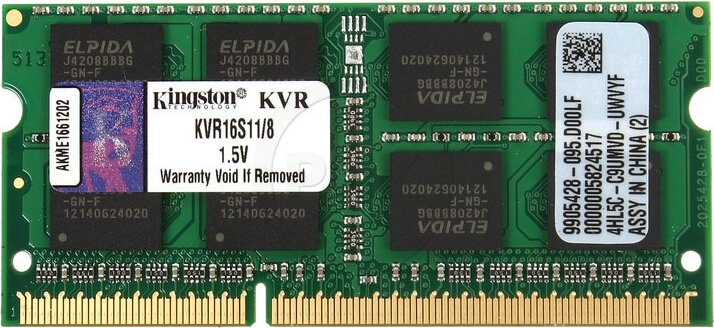 Kingston 8GB /1600 Value DDR3 Notebook RAM