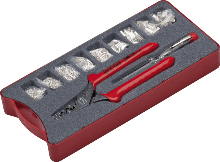 NWS 143-BS Krimpelő fogó érvéghüvelyekhez + érvéghüvely (302 db / csomag)