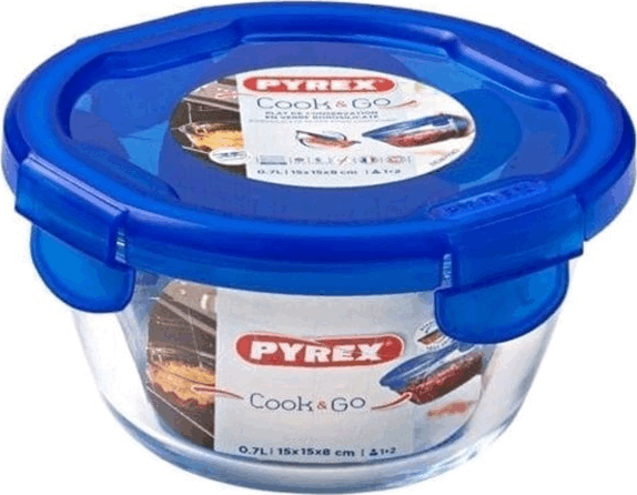 Pyrex 287PG Üveg ételtároló műanyag fedéllel 0,7L