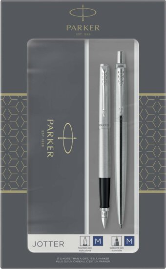 Parker Jotter 2 darabos Golyóstoll és Töltőtoll készlet (Kék tinta / M) - Ezüst Parker Jotter 2 darabos Golyóstoll és Töltőtoll készlet (Kék tinta / M) - Ezüst