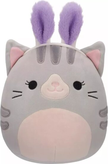 Squishmallows Tally szürke cica plüss figura nyuszifülekkel - 20 cm