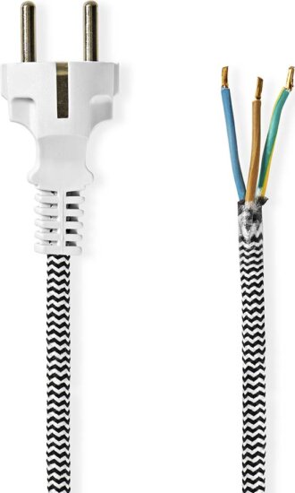 Nedis CEGL11930WT 230V Hálózati tápkábel 3m - Fekete/Fehér