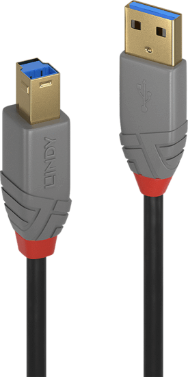 Lindy Anthra Line USB-A apa - USB-B apa 3.2 Nyomtató kábel - Fekete (5m)