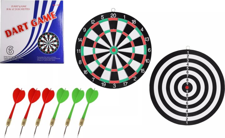 Kétoldalas darts tábla 6 db nyíllal - 38cm Kétoldalas darts tábla 6 db nyíllal - 38cm