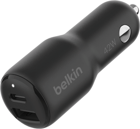 Belkin BoostCharge USB-C / USB-A Autós töltő - Fekete (42W) Belkin BoostCharge USB-C / USB-A Autós töltő - Fekete (42W)