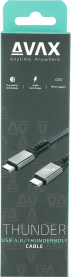 AVAX CB902 THUNDER Thunderbolt 4 apa - Thunderbolt 4 apa Adat és töltő kábel - Viharszürke (1m) AVAX CB902 THUNDER Thunderbolt 4 apa - Thunderbolt 4 apa Adat és töltő kábel - Viharszürke (1m)