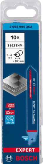 Bosch Expert Thin Tough Metal S 922 EHM Szablyafűrészlap 150mm (10 db/csomag) Bosch Expert Thin Tough Metal S 922 EHM Szablyafűrészlap 150mm (10 db/csomag)