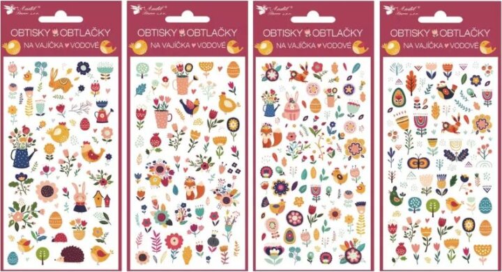 Virágok és állatok tojásdekoráló matricák - 9 x 19 cm - Többféle