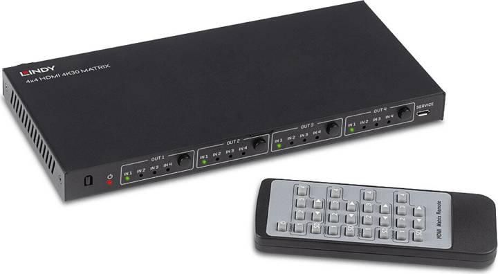 Lindy 38152 HDMI 4x4 Matrix Switch (4 PC - 4 Kijelző)