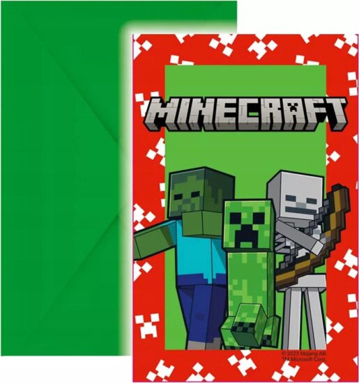 Minecraft: Meghívó borítékkal - 6 db