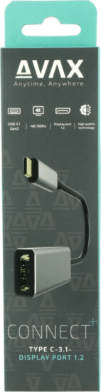 AVAX AD605 Connect Plus USB-C 3.1 apa - DisplayPort 1.2 anya Adapter AVAX AD605 Connect Plus USB-C 3.1 apa - DisplayPort 1.2 anya Adapter
