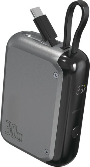 4smarts Pocket Powerbank 10000mAh 30W (3A / 5-12V) + USB-C kábel - Szürke