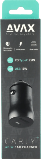 AVAX CC601B Carly+ USB Type-A / USB Type-C Autós töltő - Fekete (40W) AVAX CC601B Carly+ USB Type-A / USB Type-C Autós töltő - Fekete (40W)