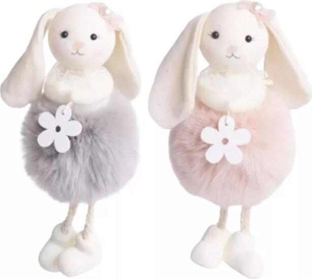 Felakasztható pompon testű nyuszilány Húsvéti Dekoráció - Többféle